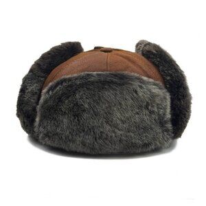 Shearling Sheepskin Leather Trapper Hat Aviator winter hat Ushanka with ear flap
